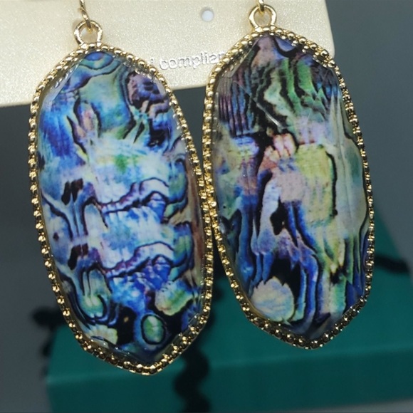 Watercolor Marble Diamond Cut Acrylic Earrings - Picture 6 of 9